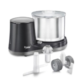 Prestige Ultima Pro 2 Litre Table Top Wet Grinder |200 Watts Heavy Duty Motor|Coconut Scraper Attachment|Atta Kneader Attachment|Stainless Steel Drum|2 Years Warranty|Grey & Black