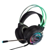 Amazon Basics RGB Wired Gaming On Ear Gaming Headphone, 2 Meter Braided Cable, with mic, Suspension Design, 3.5mm Connector (USB A only for RGB, Black)