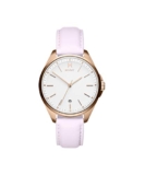 MVMT Coronada Qtz Basic Analog Calendar White Round Dial Women’s Watch, Rose Leather Material, Rose Band – 28000021-D