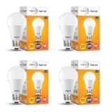 wipro Garnet 7W LED Bulb for Home & Office |Warm White (2700K) | E27 Base|220 Degree Light Coverage |4Kv Surge Protection |400V High Voltage Protection |Energy Efficient | Pack of 4