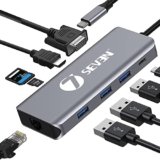 7SEVEN® USB C Hub 9-in-1 Multiport Adapter with 4K HDMI, Gigabit Ethernet, 100W PD, USB-C Data Port, 3× USB 3.0, SD & TF Card Slots, Compatible with MacBook Pro/Air, Laptops & Type-C Devices