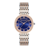 Giordano Eleganza Collection Watch for Women with Stainless Steel Strap and Crystal Embellished Bezel, Roman Numerals