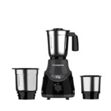 Crompton DS 500 BLKX 500-Watt Mixer Grinder with Powertron Motor & Motor Vent-X Technology (3 Stainless Steel Jars, Black & Grey)