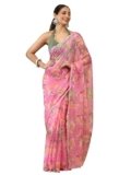 Garden Vareli Floral Print Chiffon Saree Pink