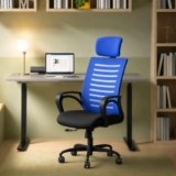 CELLBELL Desire C104 Mesh High Back Ergonomic Office Chair – Adjustable Seat Height, Sturdy Metal Base, Revolving Study & Computer Chair for Work from Home, Blue