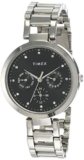 TIMEX Analog Watch for Women with Black Round Dial & Silver Stainless Steel Bracelet Band Water Resistant Women’s Wrist Watches – TW000X205
