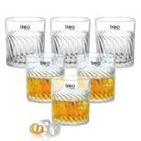 Treo by Milton Tide Whiskey Glass Set of 6 I Premium Glass Tumbler for Bourbon, Scotch & Cocktails I 340 ml