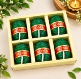 Sutli Bomb Shaped Decorative Candles for Diwali Decoration (Pack of 6) | Festive Green Cracker Design Wax Candles | Home Décor, Pooja, Diwali Gift, Party & Festival Decoration