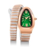 French Connection Eternelle Curve | Green Dial with Rose Gold Case | Flexible Wrap Bracelet Strap | Crystal Accent Design | Roman Numerals Analog Watch for Women – FCN0142NRTM