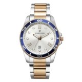 Daniel Klein Analog Silver Round Dial Two Tone Silver Rose Gold Metal Strap Date Water-Resistant Wrist Watch for Men Boys DK11752-6