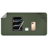 Tizum Extended Mouse Pad Blotter for Work from Home/Office/Gaming | Vegan PU Leather | Anti-Skid, Anti-Slip Extended Desk Mat, SplashProof Deskspread (35 x 17.7 Inch), Reversible – Navy Blue & Yellow