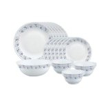 Larah By Borosil Mist Opalware Dinner Set, 19 Pieces, White