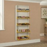 DELITE KOM 24 Inch Wide, 5 Shelf Metal Shoe Rack Wall Mounted for Home with Central Lock Holds Upto 15 Shoes or 25 Slippers Pair | 1 Year Warranty | (67 x 24 x 5 Inch, Ivory_Yellow) DIY Space Saving