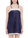 Clovia Women’s Satin Nightslip in Navy (NS0288H08_Blue_Medium)