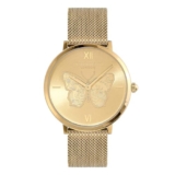 Olivia Burton Signature Butterfly Qtz Basic Light Gold Round Dial Women’s Watch|Ionic Plated Thin Gold Steel Material|Gold Color Band – 24000147