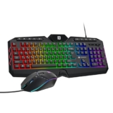 Portronics Ki-Pad 5 Wired Gaming Keyboard & Mouse Combo, 7-Button Mouse Control, 19 Anti-Ghosting, Multimedia Keys, Cool RGB Backlight, 1.5M Cable Length, Compatible with Desktop PCs, Laptops (Black)