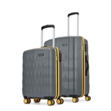 Aristocrat Comet Set of 2 Trolley Bag 56, 66cm | Small+Medium | Hard Luggage| Smooth 8-Wheel Suitcase| Combination Lock With Sturdy Zipper| Full Fabric Convipack | 3-year International Warranty (Grey)