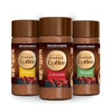 Toffee Coffee Roasters Instant Coffee 50 gm Each – Pack of 3, Assosrted Brazil & Colombia & Ethiopia Instant Coffee | As Seen On Shark Tank | 100% Arabica Coffee Powder | Ready in Seconds | Microground Technology