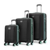 Safari Medium Thorium Neo 8 Wheels 55,66 and 77 Cm Small, and Large 4 Wheel Inline 3 Trolley Bags Hardshell Case Polycarbonate 360 Degree Wheeling System,Black