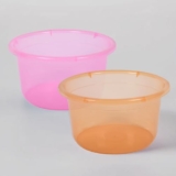 Kuber Industries Pack of 2 Bath Tub | Multipurpose Bath Tub | Tub for Bathroom-Feeding Pan-Washing Clothes | Washing Tub | Bathing Bathroom Tub | 25 LTR | Transparent | Pink & Orange