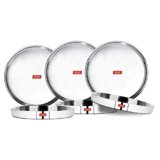 Sumeet 22 Gauge Stainless Steel Traditional Dinner Plate/Thali 25.8Cm (1.5Ltr) – Set of 6pc