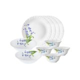 Larah By Borosil Lavender Opalware Floral Dinner Set, 10 -Piece, White