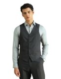 Arrow Men Regular fit Polyester Heathered Waistcoat(ARADVC0001_Grey_40)