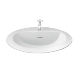 Hindware Italian Collection Vienne Oval Counter Top Wash Basin for Bathroom | Made of Ceramic | Star White Color | 10-Year Manufacturer Warranty