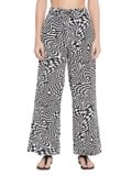 Clovia Women’s Crepe Print Me Pretty Flared Pants (RW0042E18_White_S)