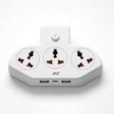 Ant Stinger 321 Extension Board with Surge Protector |3 AC Sockets + 2 USB (2.1A) + 1Fast Type-C |2500W 10A Power Strip |One-Key Switch |Overload & Child Safety Protection |Multi Plug Power Strip