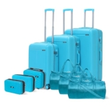 VLITE Megatron 9-Piece Family Set – 3 Vanity Cases + 3 Duffle Bags + 3 Trolley Suitcases, Unbreakable Polypropylene Luggage, 8 Spinner Wheels, Number Lock, 3-Year Warranty