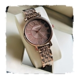 AMERICANVIBER, Women Analogue Wrist Watches for Women’s & Girls&Miss&Ladies Diamond Studded Roman Dial Rosegold Colored Stylish Bracelet Strap (Brown)
