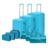 VLITE Megatron 9-Piece Family Set – 3 Vanity Cases + 3 Duffle Bags + 3 Trolley Suitcases, Unbreakable Polypropylene Luggage, 8 Spinner Wheels, Number Lock, 3-Year Warranty