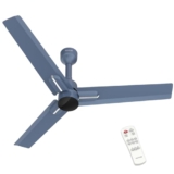 Polycab Wizzy Neo 1200mm 5-Star BLDC, Remote Ceiling fan for Living Room | 55% Energy Saving, 100% Copper, High Air Delivery, 6 Speed Setting, Free Installation【Blue Silver】