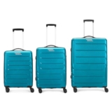 Aristocrat Polypropylene Chroma 3 Pc Set Cabin 55 Cm(Small),66 Cm(Medium),75 Cm(Large) 8 Wheels Spinner Hard Case Wheel Trolley Bags for Travel,Suitcase with Combination Lock & 3 Years Warranty(Blue)