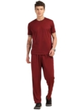 Thomas Scott Men’s Solid Polyester Relaxed Fit T-Shirt & Joggers Co-Ords Set with Round Neck & Short Sleeves (TMSTCS002_Wine_L)