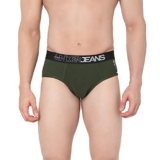 Underjeans Men Olive Cotton Blend Brief