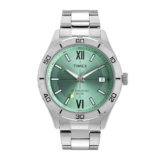 TIMEX Analog Watch for Men with Green Dial & Silver Stainless Steel Bracelet Band – Water Resistant Men’s Wrist Watches -TWEG295SMU01