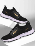 CAMPUS RODEO PRO Men’s Sports Shoes | Cushioned Comfort | Breathable Mesh | Lace-Up Running Shoes For Men(Black , 9)
