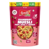 Kwality Muesli Cranberry, Fruits, Seeds & Crunch 400g | 69% MultiGrains Mix | Goodness Millets Brown Rice & Oats | High-Fibre, Protein-Rich Multigrain Breakfast Cereal with Rolled Oats, Super Seeds & Real Cranberries | No Preservatives