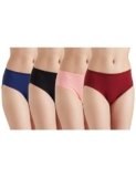 Amazon Brand – Symbol Women’s Cotton Solid Hipster Briefs (Pack of 4) (SYMPNTY01_Black-Rasberry-Grey Melange-Purple_Medium)