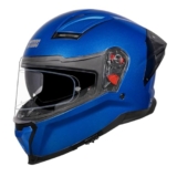 STUDDS Helios ISI and DOT Certified Full Face Helmet with Antifog 100 Lens, Sporty Spoiler (Flame Blue – M)