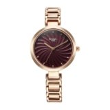 Titan Raga Memoirs Quartz Analog Burgundy Dial with Rose Gold Color Metal Strap Watch for Women