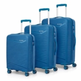 Kamiliant by American Tourister Rock-Lite 99L Hard Sided Trolley Bag for Men & Women with 3 Digit Combination Lock, Set of 3pc (Small, Medium & Large) – Deep Ocean