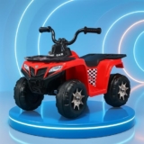 Kidsmate ATV Raider Electric Car for Kids | Battery Operated Cars for Kids with 6V Battery, LED Lights Bluetooth & USB Multimedia | Forward & Backward 4 Wheels Ride on Toy for Age 2-5 Yrs – Black/Red