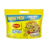 MAGGI 2-Minute Instant Noodles, Masala Noodles With Goodness Of Iron, Made With Choicest Quality Spices, Favourite Masala Taste, 840/900g Pouch (Pack of 12, 70/75g each) (weight may vary)