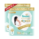 Pampers Premium Care Pant Style Baby Diapers, Newborn/X-Small (NB/XS), 70 Count, 4-6kg, All-in-1 with 360 Cottony Softness Diapers (Pack of 2)