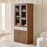 Home Centre | Addison 4-Door Book Cabinet with Drawers | Engineered Wood | Brown | 1 Year Warranty