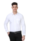 Scott International Shirt for Men | Solid Full Sleeves Wrinkle Free Mens Shirts | Cotton Formal Shirts for Men Regular Fit | Stylish Mens Shirt | Plain Shirt for Man White