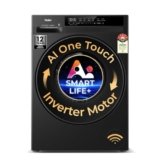 Haier 7 Kg AI One Touch, AI Smart Wash (AI-DBT), PuriSteam, 525mm Super Drum, In-Built Heater,WI-FI, Fully Automatic Front Load Washing Machine, (EFL70-IM12F3BKU1 | Black)